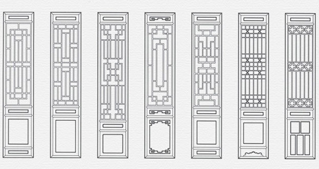 汝阳常用中式仿古花窗图案隔断设计图