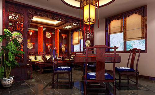 汝阳古典中式风格茶楼包间设计装修效果图